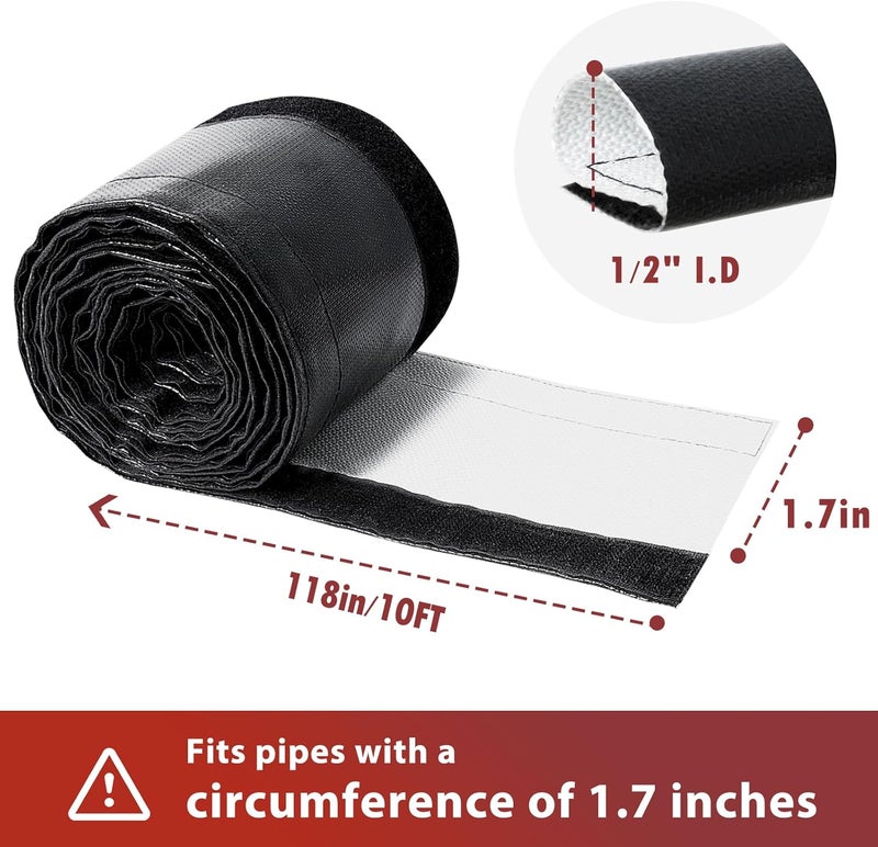 Amerbro Wire Heat Shield for Hose Lines & Electrical Wiring, Heat Shield Wrap Automotive for Exhaust and High-Temperature Pipes with 20 Pcs Stainless Steel Ties, 1/2" I.D.x 10FT, Black - Image 2